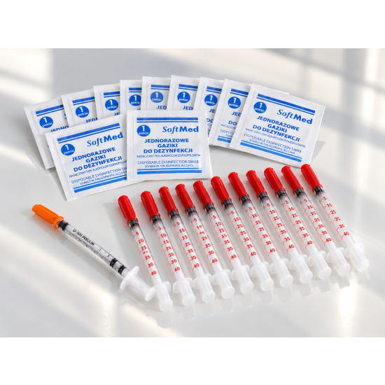 Zestaw badawczy nr 1 - strzykawki + gaziki